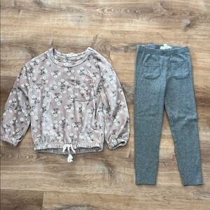 Jessica Simpson Pink Floral Top and Gray Leggings Set